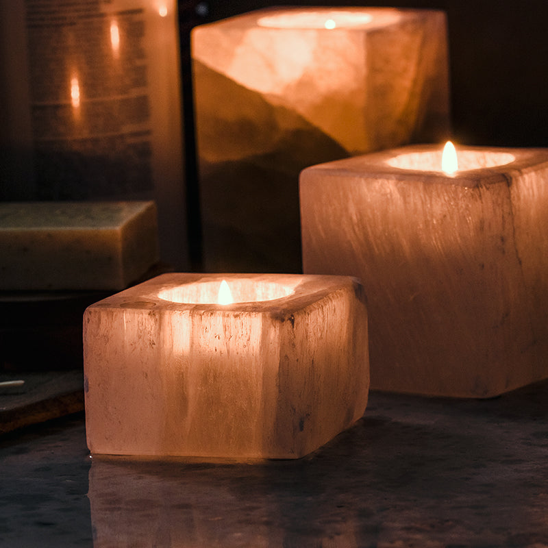 Stone Candle Holder with Sugar Rock